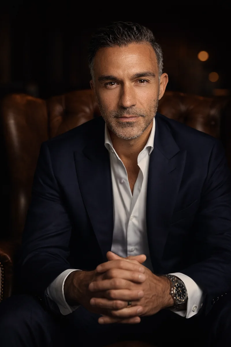 Anthony Clemenza, founder of The Patron Measure, seated in a dining room.